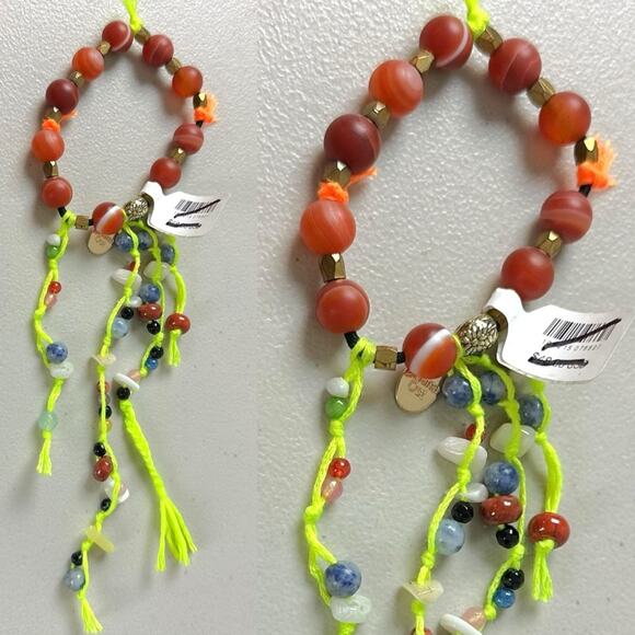 Free People Ariana Ost The Sand Dripp Hair Tie in Lime Green NWT Bracelet - Picture 2 of 13